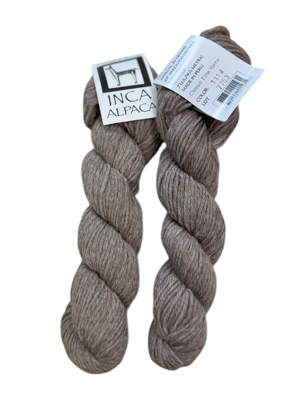 2 Hanks Classic Elite Inca Alpaca Yarn  Peru 50g 109 YD Color 1114 Lot 3651